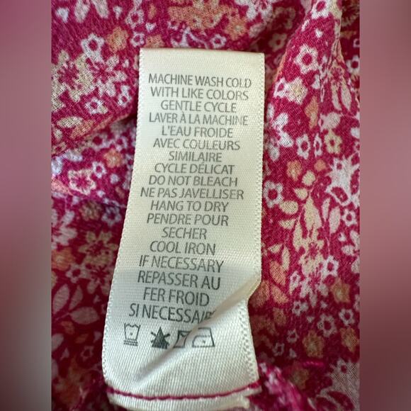 Max Studio Floral Dot Print Balloon Sleeve Wrap Dress In Dark Pink Size Large - Picture 10 of 10